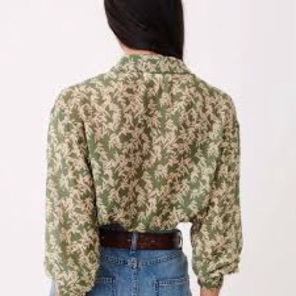 Ba&sh Lady Shirt in Tarmac Size 6 Lightweight Colored Tropical Front Tie - Picture 2 of 10